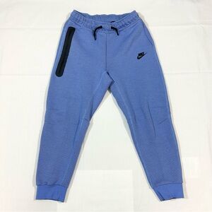 Nike Kids Large Boys Fleece Tech Jogger Sweatpants Active Drawstring Blue EUC